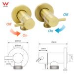 Watermark Brushed Gold Round Washing Machine 1/4 Turn Hot Cold Twin Taps Set - Image 2