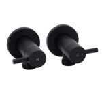 Black Washing Machine 1/4 Turn Twin Taps Laundry Room Hot Cold Water Wall Set