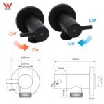 Black Washing Machine 1/4 Turn Twin Taps Laundry Room Hot Cold Water Wall Set - Image 2