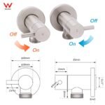 Brushed Nickel 1/4 Turn Twin Washing Machine Tap Set Wall Mounted Hot Cold Valve - Image 2