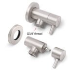Brushed Nickel 1/4 Turn Twin Washing Machine Tap Set Wall Mounted Hot Cold Valve - Image 4