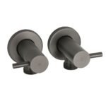 Gun Metal Grey Washing Machine 1/4 Turn Hot Cold Water Mixer Tap Set Watermark