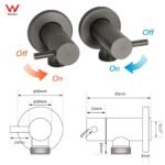 Gun Metal Grey Washing Machine 1/4 Turn Hot Cold Water Mixer Tap Set Watermark - Image 2