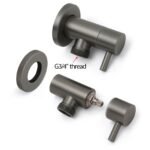 Gun Metal Grey Washing Machine 1/4 Turn Hot Cold Water Mixer Tap Set Watermark - Image 4