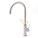 Brushed Nickel 435mm Tall Slim Round Kitchen Laundry Sink Mixer Faucet Tap Spout - Image 2