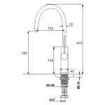 Brushed Nickel 435mm Tall Slim Round Kitchen Laundry Sink Mixer Faucet Tap Spout - Image 9