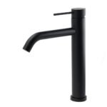 Matt Black Tall Laundry Round Curve Spout Basin Mixer Vanity Sink Faucet Tapware