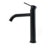 Matt Black Tall Laundry Round Curve Spout Basin Mixer Vanity Sink Faucet Tapware - Image 2