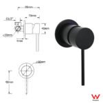 Watermark Matt Black Round Bath Shower Mixer Valve Hot Cold Water Tap Small Face - Image 2