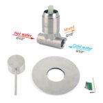 Brushed Nickel Bath Shower Mixer Hot Cold Tap Ceramic Cartridge Spindle Round - Image 4