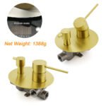 Brushed Gold Round Shower Mixer 2 Way Diverter For Bath Twin Shower Watermark - Image 3