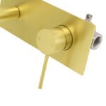Brushed Gold Round Wall Mounted Basin Mixer Vanity Sink Tap Faucet Curve Spout - Image 6