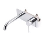 WELS Chrome Round Wall Mounted Basin Vanity Mixer Bath Tub Bubble Faucet Spout - Image 2