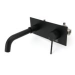 Matt Black Round Basin Mixer Bathtub Wall Mounted Faucet Tap Laundry Spout Set