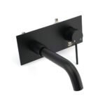 Matt Black Round Basin Mixer Bathtub Wall Mounted Faucet Tap Laundry Spout Set - Image 3