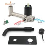 Matt Black Round Basin Mixer Bathtub Wall Mounted Faucet Tap Laundry Spout Set - Image 7