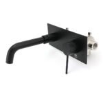 Matt Black Round Basin Mixer Bathtub Wall Mounted Faucet Tap Laundry Spout Set - Image 2