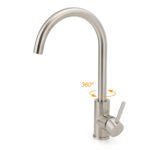 WELS Kitchen Laundry Swivel Sink Mixer Faucet Tap Spout Stainless Steel Brushed - Image 2