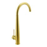 Brushed Gold Round Kitchen Mixer Sink Tap 360 Swivel Basin Laundry Faucet Spout - Image 3
