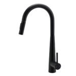 Round Matt Black Pull Out Kitchen Sink Tap Laundry Basin Mixer 2 Way Spout Set