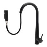 Round Matt Black Pull Out Kitchen Sink Tap Laundry Basin Mixer 2 Way Spout Set - Image 2