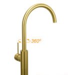 Brushed Gold Bath Tub Mixer Tap Free Standing Faucet Filler Spout Hot Cold Water - Image 4