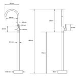 Gun Metal Bathroom Free Standing Hot Cold Water Mixer Tap Bath Tub Filler Spout - Image 8