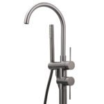 Gun Metal Bathtub Mixer Tap Free Standing Faucet Spout With Handheld Shower Set - Image 3