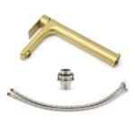 WELS Brushed Gold Round Tall Basin Mixer Bathroom Vanity Faucet Tap Lever Handle - Image 6