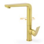 NEW ARRIVAL WELS Brushed Gold Round Kitchen Mixer Sink Tap Laundry Faucet Spout - Image 2