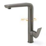 Luxury Gun Metal Round Kitchen Mixer Sink Tap Swivel Laundry Faucet Spout WELS - Image 2