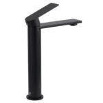WELS Matt Black Square Tall Flat Lever Handle Basin Mixer Vanity Sink Faucet Spout - Image 3