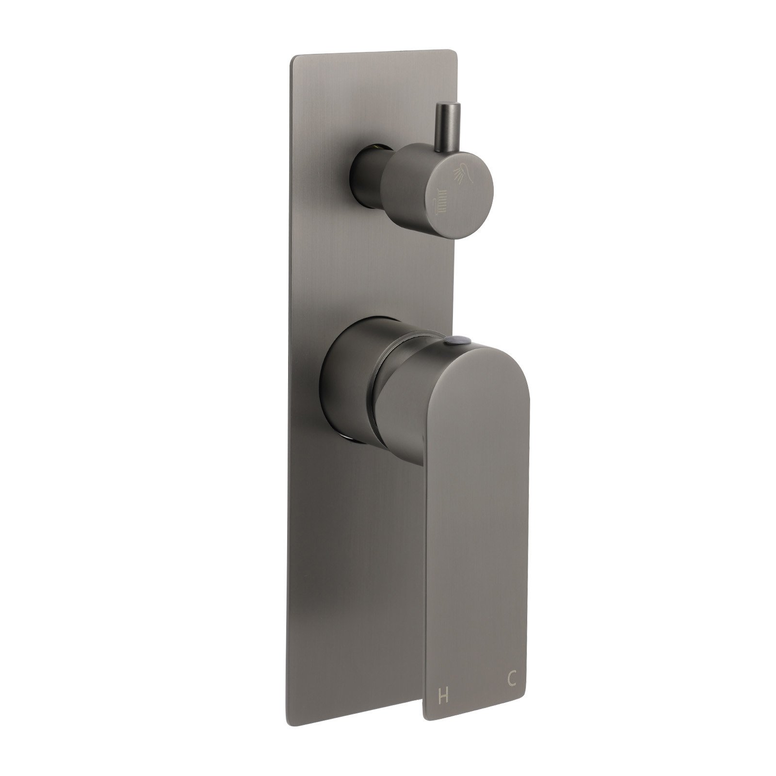 V1233-KRS202GM-202603101456-00 Gun Metal Grey Square Wall Mounted Shower Mixer Diverter 2 Ways Switch Valve Set - Image 1