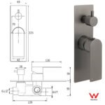 Gun Metal Grey Square Wall Mounted Shower Mixer Diverter 2 Ways Switch Valve Set - Image 2