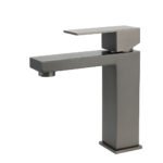 Gun Metal Square Cubic Basin Mixer Faucet Hot Cold Tap Kitchen Laundry Vanity Set
