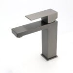 Gun Metal Square Cubic Basin Mixer Faucet Hot Cold Tap Kitchen Laundry Vanity Set - Image 2