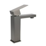 Gun Metal Square Cubic Basin Mixer Faucet Hot Cold Tap Kitchen Laundry Vanity Set - Image 3