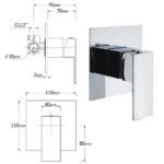 Sqaure Brass Chrome Concealed Bath Shower Mixer Tap For Shower Head Spout Outlet - Image 3