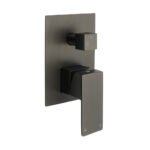 Gun Metal Square Stainless Steel Bath Shower Mixer 2 Way Switch Diverter Watermark