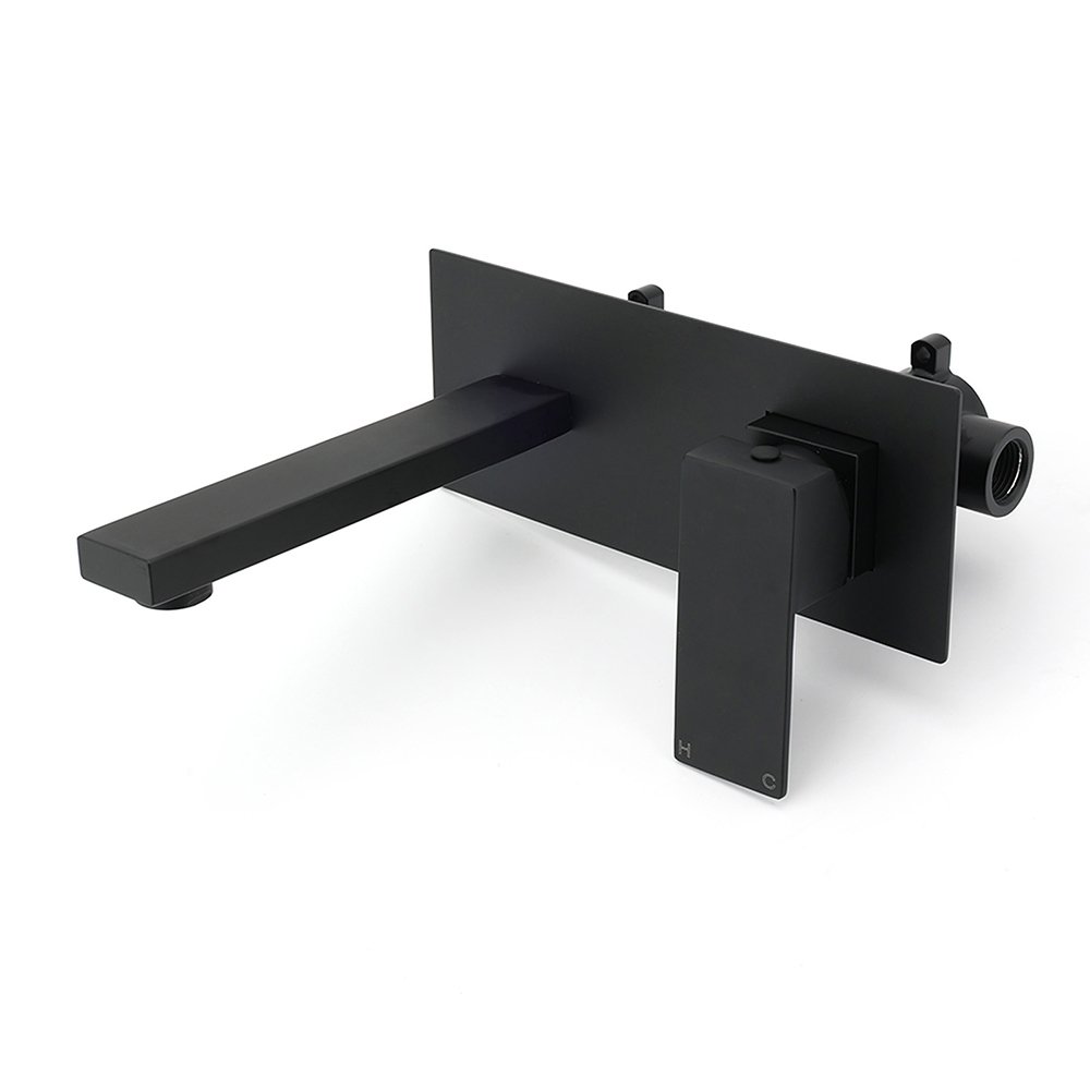 V1233-KSQ301B-202602062220-00 Matt Black Basin Mixer Bathroom Tub Faucet Wall Mount Tap Hot Cold Water Spout - Image 1