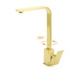 WELS Brushed Gold Gooseneck 360º Swivel Laundry Sink Kitchen Mixer Faucet Tap - Image 2