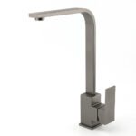 WELS Gun Metal Square Gooseneck Swivel Laundry Kitchen Mixer Faucet Sink Tap Set