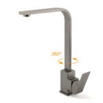 WELS Gun Metal Square Gooseneck Swivel Laundry Kitchen Mixer Faucet Sink Tap Set - Image 2