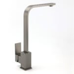WELS Gun Metal Square Gooseneck Swivel Laundry Kitchen Mixer Faucet Sink Tap Set - Image 3