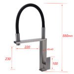 Gun Metal Tall Kitchen Sink Basin Mixer Swivel Faucet Tap Pull Out Spout Head - Image 2