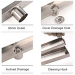 304 Stainless Steel 800mm Tile Insert Linear Shower Grate Floor Drain 50mm Waste - Image 3