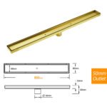 Brushed Gold 304SUS 800mm Tile Insert Shower Grate Floor Drain 50mm Waste Outlet - Image 2