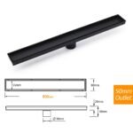 Matt Black 800mm Tile Insert Bathroom Floor Drain Shower Grate 50mm Outlet Waste - Image 2