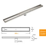 WaterMark Brushed Steel 900mm Tile Insert Shower Grate Floor Drain 50mm Outlet - Image 2