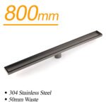 Gun Metal Bathroom Tile Insert 800mm Linear Shower Grate Floor Drain 50mm Waste - Image 2
